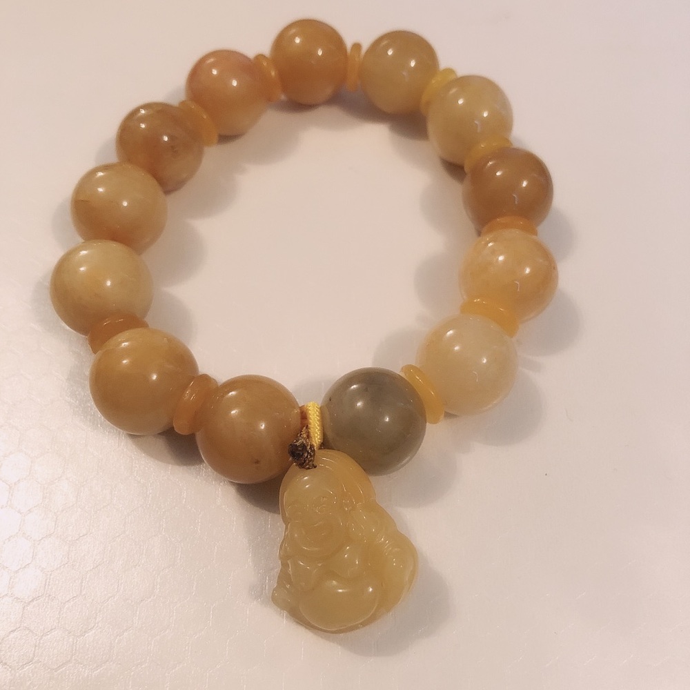 Mustard jade Buddha bracelet